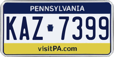 PA license plate KAZ7399
