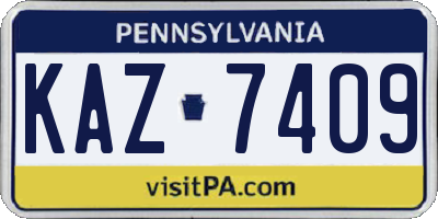 PA license plate KAZ7409