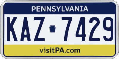 PA license plate KAZ7429