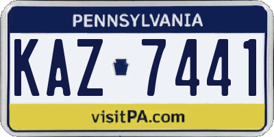 PA license plate KAZ7441