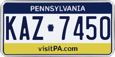 PA license plate KAZ7450