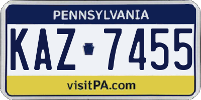 PA license plate KAZ7455