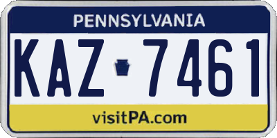 PA license plate KAZ7461