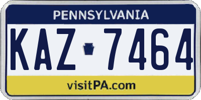 PA license plate KAZ7464
