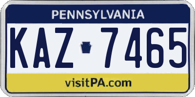 PA license plate KAZ7465