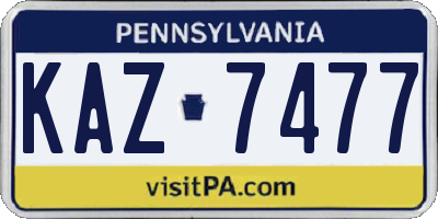 PA license plate KAZ7477