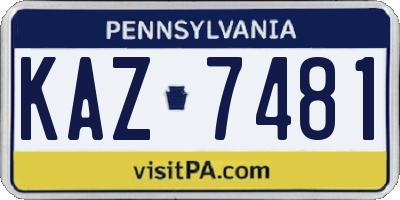 PA license plate KAZ7481