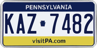 PA license plate KAZ7482