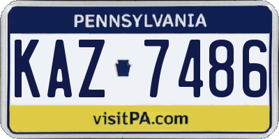 PA license plate KAZ7486