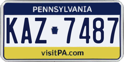 PA license plate KAZ7487