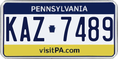 PA license plate KAZ7489