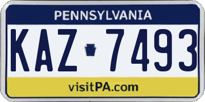 PA license plate KAZ7493