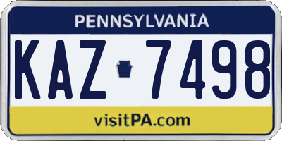 PA license plate KAZ7498