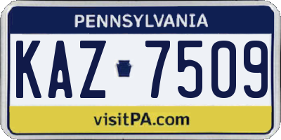 PA license plate KAZ7509