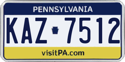 PA license plate KAZ7512
