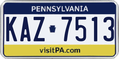 PA license plate KAZ7513
