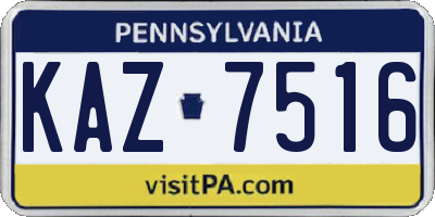 PA license plate KAZ7516