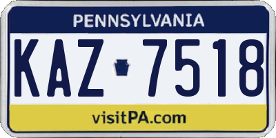 PA license plate KAZ7518