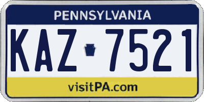 PA license plate KAZ7521
