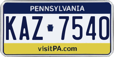 PA license plate KAZ7540