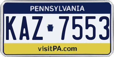 PA license plate KAZ7553
