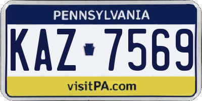 PA license plate KAZ7569