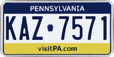 PA license plate KAZ7571