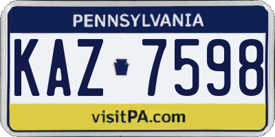 PA license plate KAZ7598