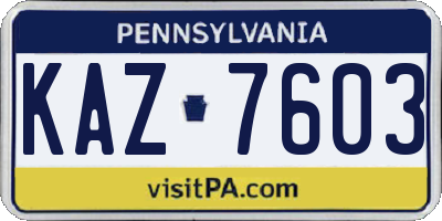 PA license plate KAZ7603