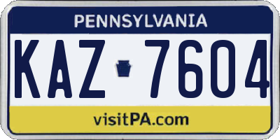 PA license plate KAZ7604