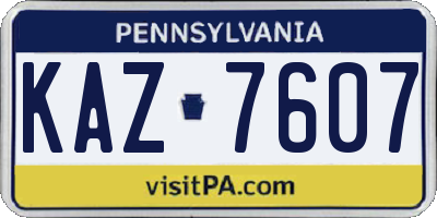 PA license plate KAZ7607