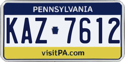 PA license plate KAZ7612