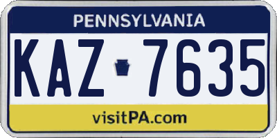 PA license plate KAZ7635