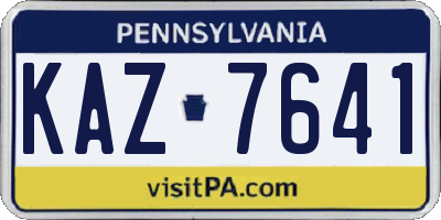 PA license plate KAZ7641