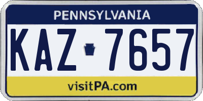 PA license plate KAZ7657