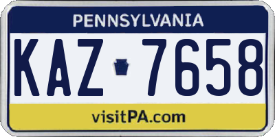 PA license plate KAZ7658