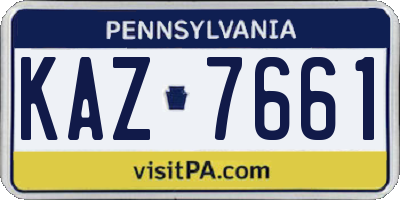 PA license plate KAZ7661