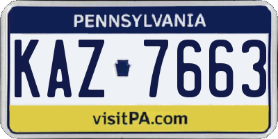 PA license plate KAZ7663
