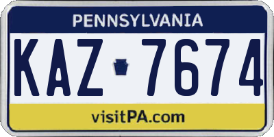 PA license plate KAZ7674