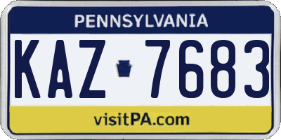 PA license plate KAZ7683