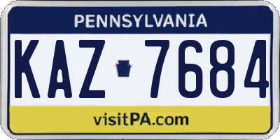 PA license plate KAZ7684