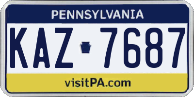 PA license plate KAZ7687