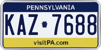 PA license plate KAZ7688