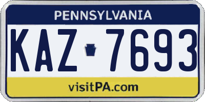 PA license plate KAZ7693