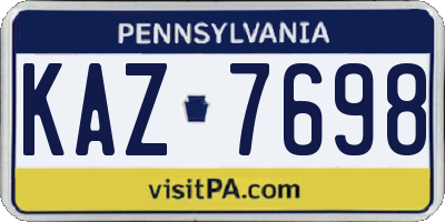 PA license plate KAZ7698