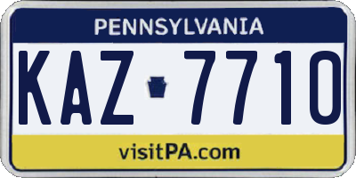 PA license plate KAZ7710