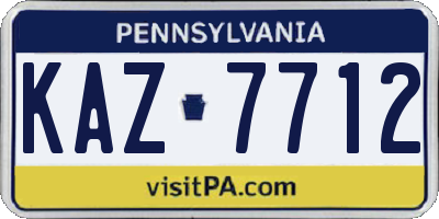 PA license plate KAZ7712