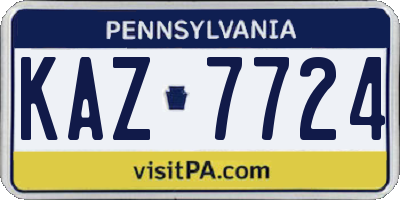 PA license plate KAZ7724