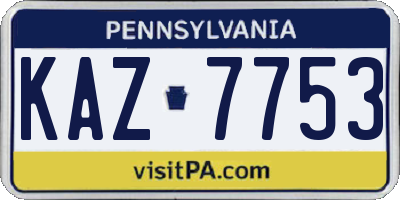 PA license plate KAZ7753