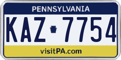 PA license plate KAZ7754